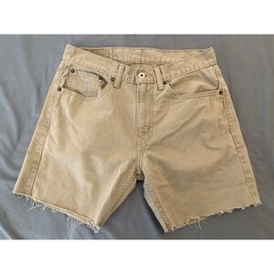 Levi's 505 Cut Off Jean Shorts Size 31x6 Beige Beach 80S Y2K (Roll Legs To Cuff)
